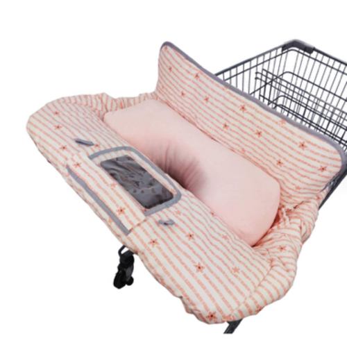 Shopping Cart Cover for Baby/Toddler 2-in-1 High Chair Cover, Easy Attach & Remove, with Cellphone Holder, Pink Strip Star