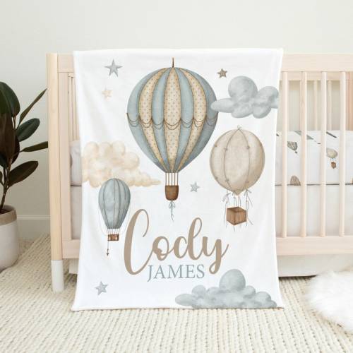 Hot Air Balloon Crib Bedding Set Boy, Baby Boy Bedding, Hot Air Balloon Nursery Decor, Neutral Baby Bedding Crib Sets Boy, Adventure Nursery | BS067