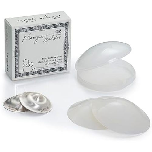 Moogo Silver Nursing Cups with Silicone Pads