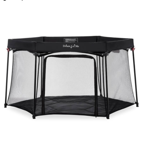 Dream On Me Onyx Playpen in Black, Baby Playpen, Portable and Lightweight, Playpen for Babies and Toddler - Comes with A Comfortable Padded Floor