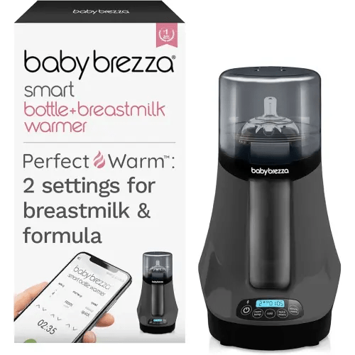 Baby Brezza Smart Baby Bottle Warmer, Breastmilk Warmer + Defroster + Baby Food Warmer - Universal Fit for All Baby Bottle Sizes and Types, Breastmilk Bags + Food Jars - Bluetooth Control, Charcoal