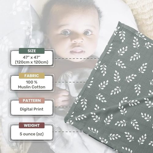 Solid Color Swaddle Blankets (Leaves Storm Blue Swaddle)