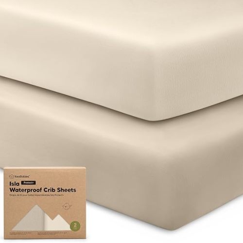 2-Pack Waterproof Crib Sheets (Ecru)