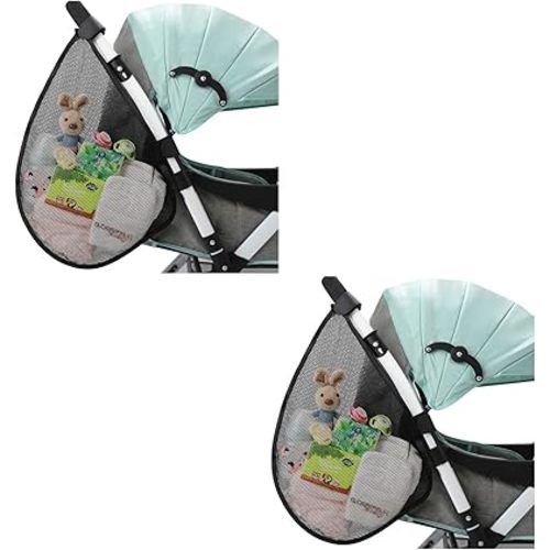 Accmor 2pcs Universal Stroller Organizer, Side Sling Stroller Organizer, Mesh Cargo Net Stroller Storage Caddy, Stroller Bag Accessories Fits for Uppababy, Nuna, Baby Jogger, Britax, Doona Strollers