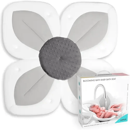Blooming Bath Baby Bath Seat - Baby Tubs for Newborn Infants to Toddler 0 to 6 Months and Up - Baby Essentials Must Haves - The Original Washer-Safe Flower Seat (Lotus, Gray/Dark Gray)