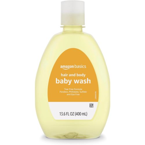 Amazon Basics Tear-Free Baby Hair and Body Wash, Lightly scented, 13.6 Fluid Ounce, 1-Pack