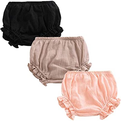 3PC Shorts Set Newborn Baby Girls Boys Pants Cotton Linen Blend Cute Floral Bloomers Triangle Shorts