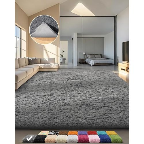 Ophanie 6x9 Area Rugs, Upgrade Non-Slip Fluffy Soft Rugs for Living Room, Large Shag Grey Fuzzy Plush Rug, Gray Shaggy Big Carpets for Bedroom, Kids Boys Girls Dorm Nursery Home Decor Aesthetic