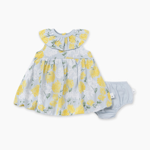Burt's Bees Baby Hydrangea Bubble Dress & Diaper Cover Set, 100% Organic Cotton - Hydrangea, 0-3 Months