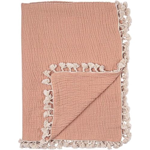 Crane Baby Muslin Swaddle Blanket, Soft Cotton Lightweight Nursery and Stroller Blanket for Baby Boys & Girls, Copper, 30" x 40"