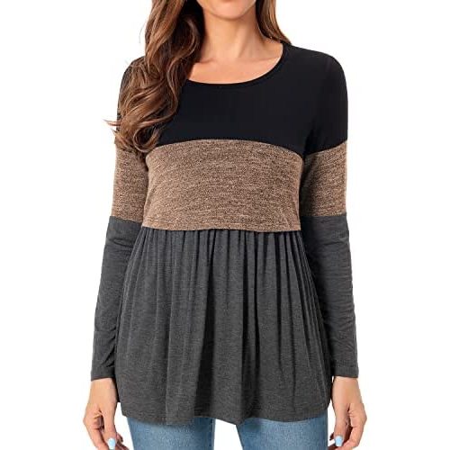 Bearsland Women’s Nursing Top Long Sleeve Scoop Neck Nursing Shirt Breastfeeding Shirt Pregnancy Clothes