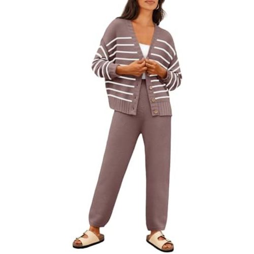 LILLUSORY Womens Cardigan Pants Sets 2 Piece Slouchy Loungewear Sweater Sets