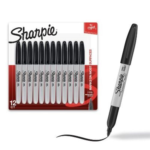Sharpie 12pk Permanent Markers FineTip Black: Art & Office Supplies, Sharpie Pen for Black Sharpie Drawings