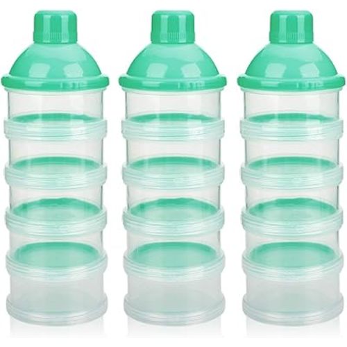Accmor Formula Dispenser On The Go, 5 Compartments Stackable Formula Container for Travel, Baby Milk Powder Kids Snack Container, BPA Free
