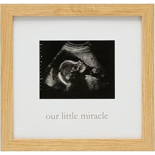 Kate & Milo Our Little Miracle Sonogram Frame, Classic Wooden Picture Frame, Gender-Neutral Baby Nursery Décor