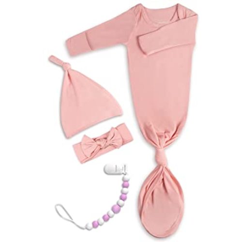 Baby Noah Knotted Gown with Hat and Headband &Clip