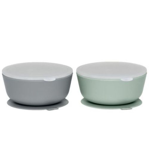 Weesprout Suction Bowls For Baby & Toddlers (set Of 2) - 100% Silicone W/plastic Lid - Leak Proof Feeding Supplies