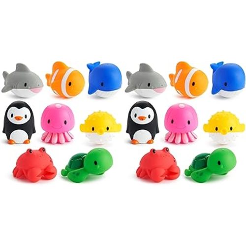 Munchkin Baby Bath Toy Squirts for Babies and Toddlers 9 Months and Up, Ocean Sea Animal Squirters, 16 Pack