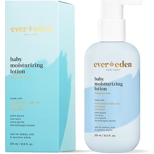 Evereden Moisturizing Baby Lotion for Newborn 8.5 oz. | Lightweight & Non-Greasy Toddler Lotion | Clean & Gentle Baby Care | Non-toxic & Fragrance Free