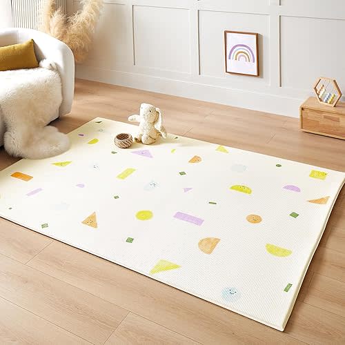 Tiny Land Baby Play Mat - Extra Large 78"x55" Waterproof Crawling Playmat for Infants & Toddlers, Reversible Non-Slip Foam Floor Mat, Soft Thick Foldable (Shape)