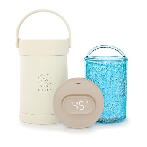 Portable Cooler, Breastmilk Chiller, Large Real-Time Temperature Display, Double Vacuum Insulation, 360° Cooling 24 Hours, Stainless Steel, Versatile Storage, up to 2L