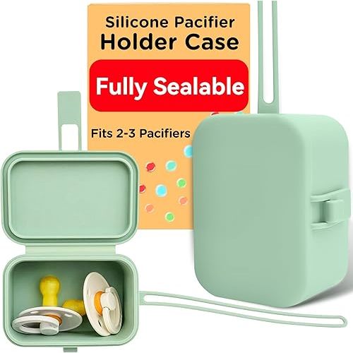 Baby’s Aid Silicone Pacifier Holder Case for Diaper Bag, Stroller, or Purse, 100% Food-Grade Pacifier Pod, Pacifier Storage Case, Pacifier Travel Case, Silicone Baby Pacifier Case, Holds 2-3 Pacifiers