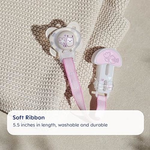 MAM 2 Clips for Pacifiers With Fasteners and Flexible Rings for Boys, Designs May Vary