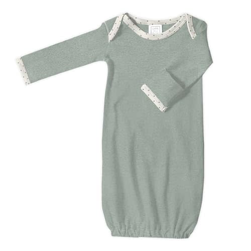 SwaddleDesigns Softest Cotton Baby Pajama Gown with Foldover Mitten Cuffs for Infant Boy and Girl, Newborn, 0-3 Months