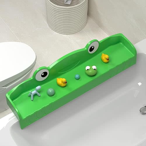 Splash Guard for Bath Tub-Bathtub Caddy Tray with Play Shelf-Bathtub Shelf Over Tub for Kids' Toy-Bathroom Toy Organizers and Storage-Bath Side Table Toy Holder for Kid Baby Toddlers (Green)