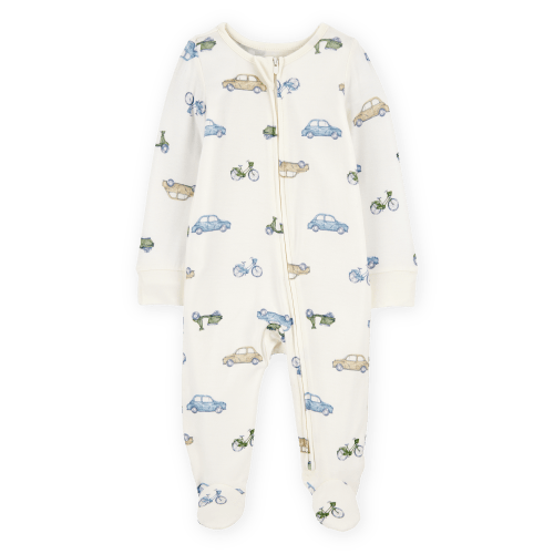 Baby Boy Car Print 2-Way Zip PurelySoft Sleep & Play Pajamas - Ivory - Carter's | Carter's