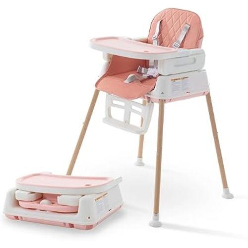 3 in 1 Baby High Chair,Adjustable Convertible Chairs Baby High Chairs for Babies and Toddlers,Portable and Easy to Clean,Pink