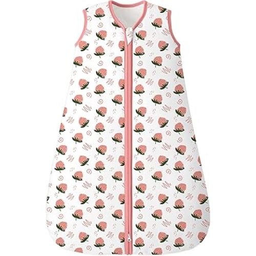Sleep Sack 6-12 Months TOG 2.5 Winter Baby Wearable Blanket, 100% Cotton Newborn Infant Sleeping Sack with 2-Way Zipper Warm Soft Baby Sleep Sack Strawberry