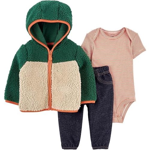 Carter's Baby Boys' 3 Piece Plaid Patch Little Vest Set