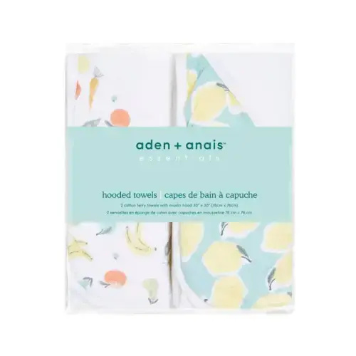 Fruit Print Hooded Baby Towel 2pk | aden + anais