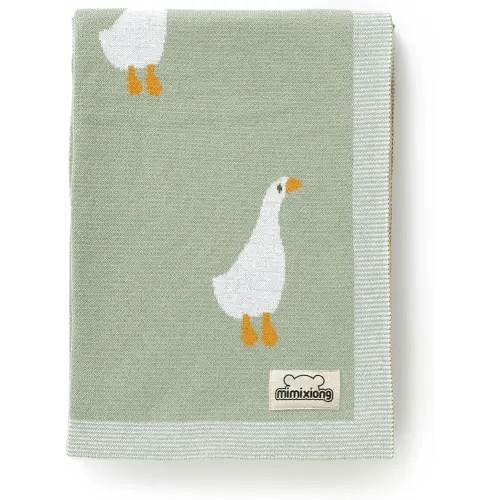 mimixiong Baby Blanket Knit Receiving Boys Girls Blanket Soft Cotton Neutral Blanke for Swaddle Crib Stroller with Cute Goose