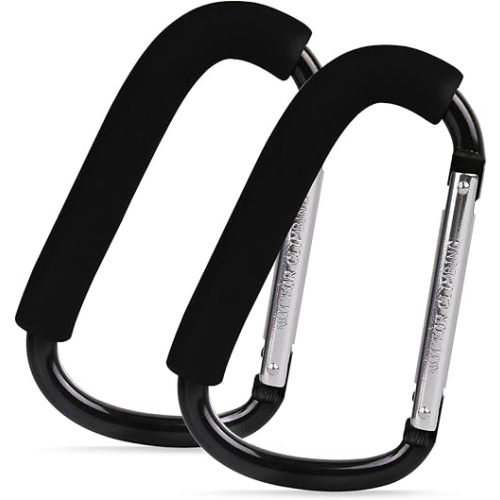 Baby Stroller Hooks for Hanging Diaper Bags-2 Pack 6.3” Mommy Stroller Clip and Stroller Accessories Organizer Hook-X Large Carabiner Clips for Mom Purse Shopping Grocery Bag