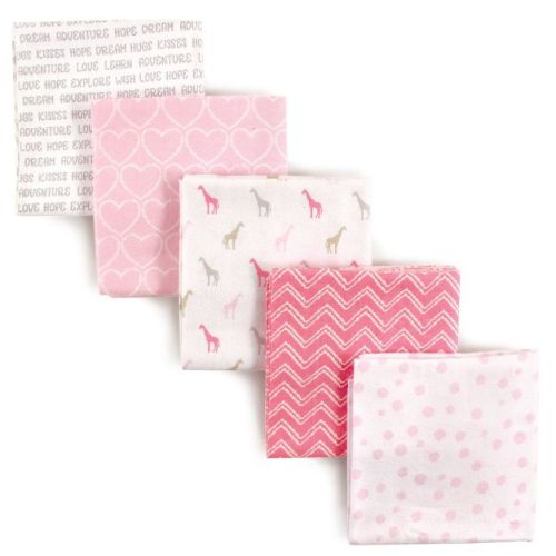 Luvable Friends Baby Girl Cotton Flannel Receiving Blankets, Giraffe, One Size