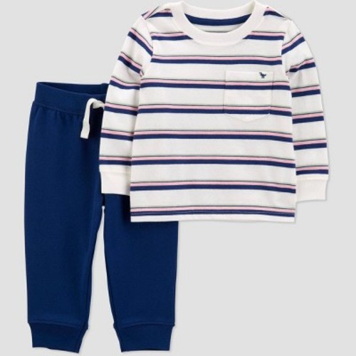 Carter's Just One You®️ Baby Boys' Striped Top & Bottom Set - Navy Blue/White 18M