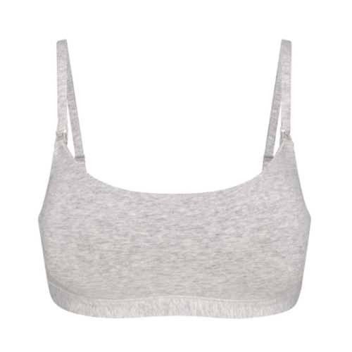 COTTON JERSEY MATERNITY NURSING SCOOP BRALETTE | LIGHT HEATHER GREY