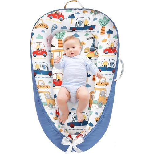 URMYWO Baby Lounger - Baby Lounger for Newborn 0-24 Months, Breathable & Soft Cotton Baby Nest Cover Infant Lounger, Babies Newborn Essentials Gifts, Portable Baby Floor Seat for Home and Travel