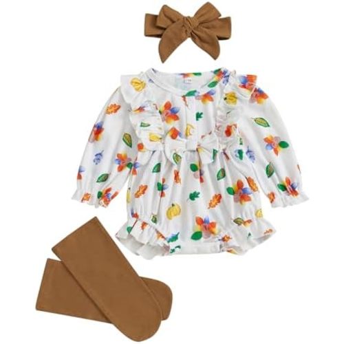 Newborn Baby Halloween Outfit Girl Pumpkin Ghost Onesie Bubble Romper Infant Long Sleeve Top Fall Winter Clothes