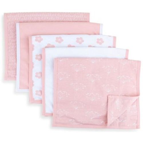 Ely's & Co. Baby Burp Cloths Waterproof Reversible Jersey Cotton Pink Floral Combo Piece Set
