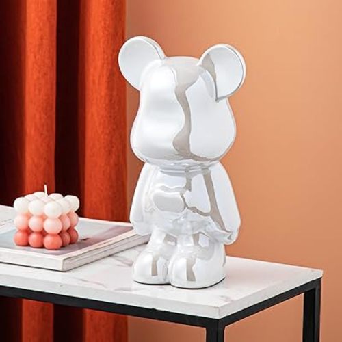 Yundu Ceramic Piggy Bank for Kids and Adults - Coin Bank for Girls and Boys - White Love Bear Decoration - Modern Décor, Hypebeast Room Décor - Gifts for Birthdays