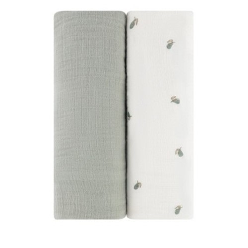 Ely's & Co. Cotton Muslin Swaddle Blanket 2 Pack, Color: Sage pear