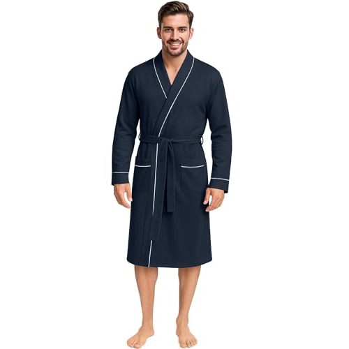 NY Threads Men's Robe Cotton Blend Knit Bathrobe