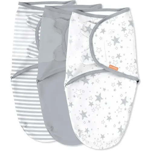 SwaddleMe by Ingenuity Original Swaddle, 100% Cotton, Improves Sleep & Calms Startle Reflex, 0-3 Months, 3-Pack - Twinkle Twinkle