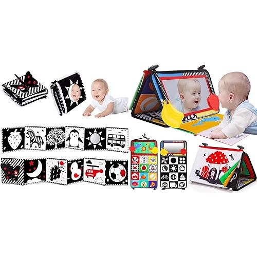 Thremhoo Balck and White High Contrast Toys Baby Mirrors