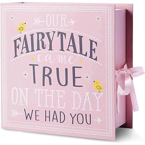 VOTUM Baby Keepsake Box for Treasured Memories, Fairytale - Lightweight, Handcrafted Baby Boxes with 9 Labeled Compartments for First Memories - Gender Neutral Baby Shower Gifts for Girls, Boys