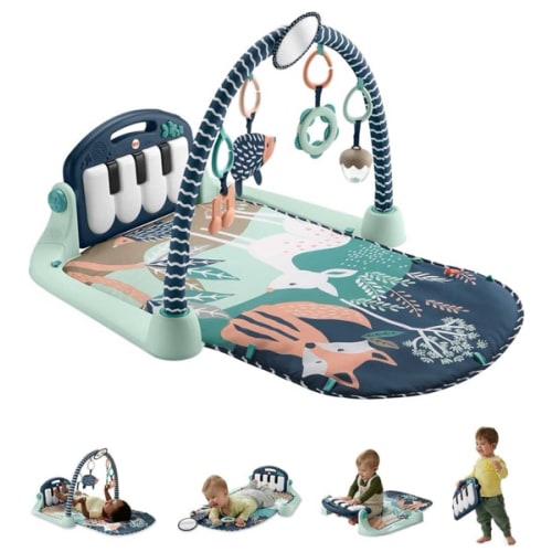 Fisher-Price Baby Playmat Kick & Play Piano Gym with Musical and Sensory Toys for Newborn to Toddler, Navy Fawn