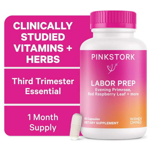 Pink Stork Labor Prep Supplement, Evening Primrose, Red Raspberry Leaf Vitamin, 60 Capsules